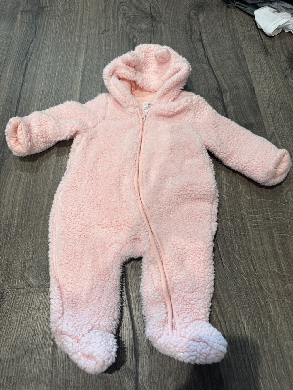 Baby Gap Plush Hooded One-Piece in Light Pink